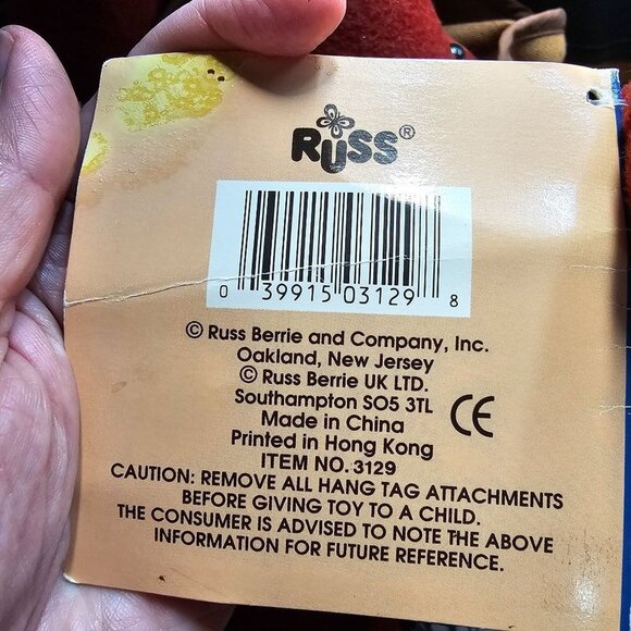 RUSS Stuffed Animal Berrie Buckaroo County USA TEDDY Bear Plush Original Tags - Picture 8 of 8